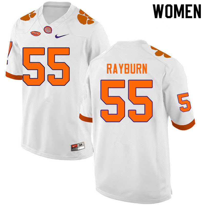 Women #55 Hunter Rayburn Clemson Tigers College Football Jerseys Sale-White